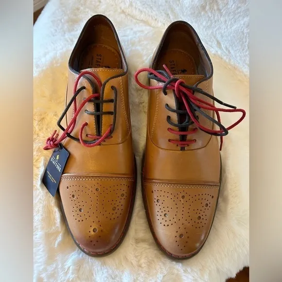 Stafford Genuine leather Jahil Cognac mens dress shoes NWT Sz-9.  I