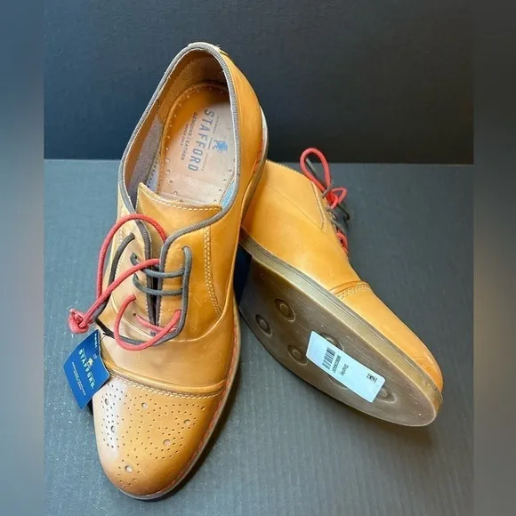 Stafford Genuine leather Jahil Cognac mens dress shoes NWT Sz-9.  I