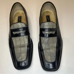 Steve Harvey Black and Gray Men's Loafers. Size 11. Genuine Ostrich leg leather