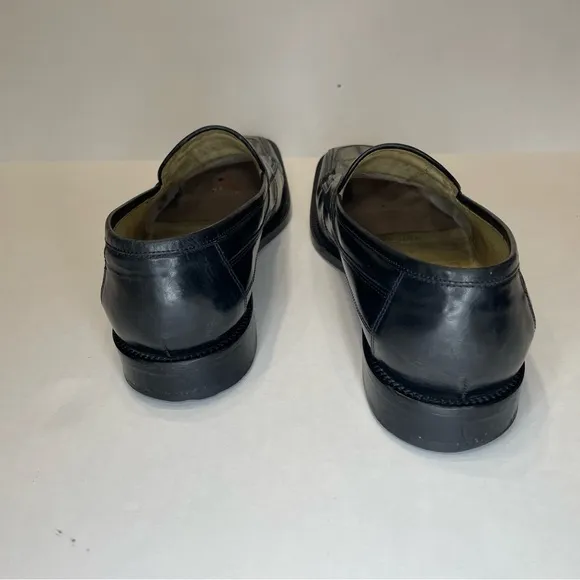 Steve Harvey Black and Gray Men's Loafers. Size 11. Genuine Ostrich leg leather