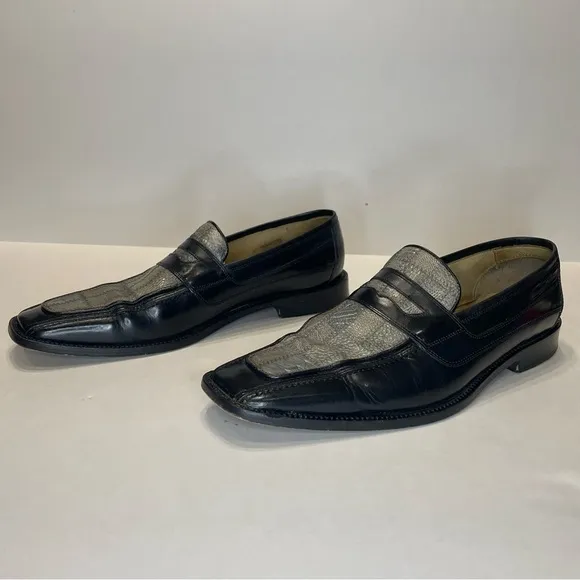 Steve Harvey Black and Gray Men's Loafers. Size 11. Genuine Ostrich leg leather
