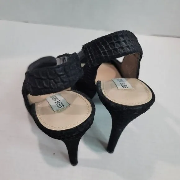 Steve Madden Adin Black Leather Peep Toe Heels Size 8.5M