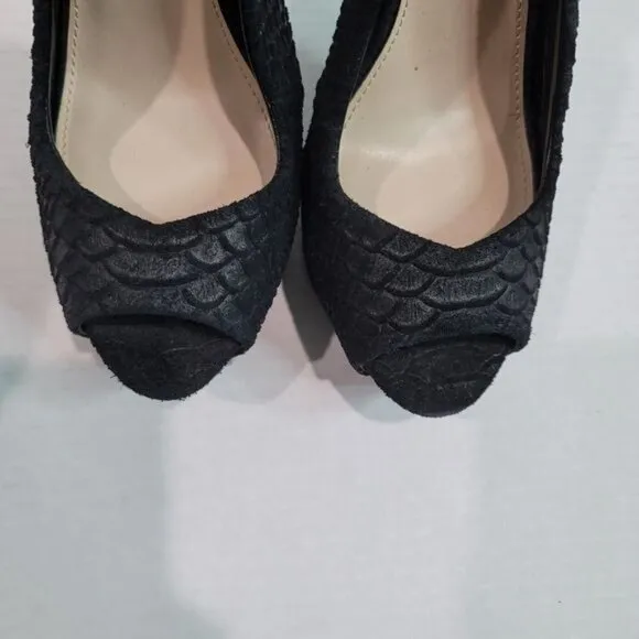 Steve Madden Adin Black Leather Peep Toe Heels Size 8.5M