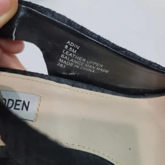 Steve Madden Adin Black Leather Peep Toe Heels Size 8.5M