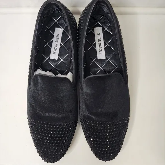Steve Madden Clarity Men's Black Rinestone Studded Loafers Slip-On Size 10 1/2