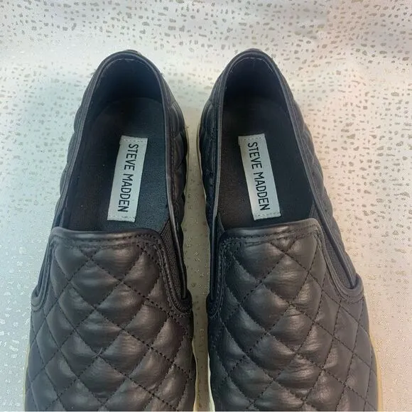 STEVE MADDEN ECENTRCQ BLACK Quilted Slip-on Sneaker Size 6