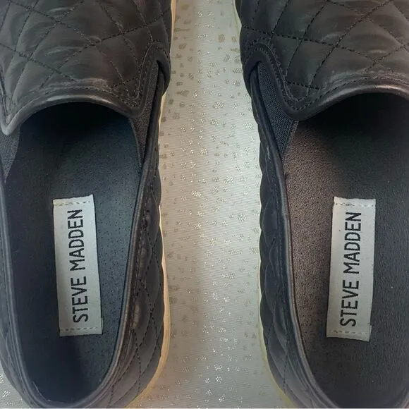 STEVE MADDEN ECENTRCQ BLACK Quilted Slip-on Sneaker Size 6
