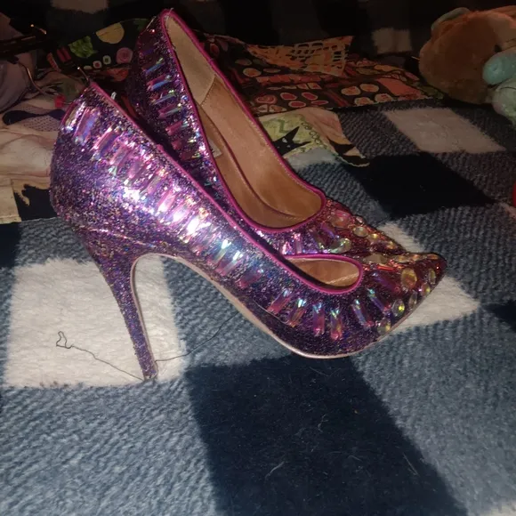 STEVE MADDEN Galaxy Purple rhinestone heels