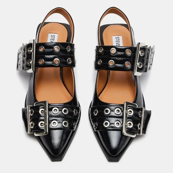 STEVE MADDEN GRAND AVE SANDAL BLACK PATENT