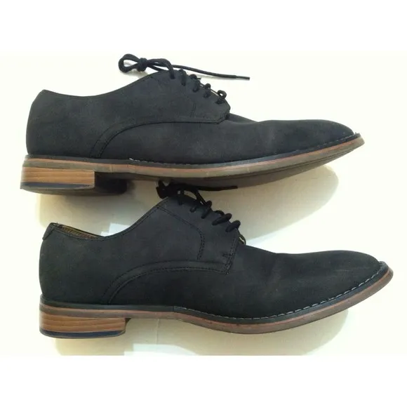 STEVE MADDEN MENS BLACK LEATHER OXFORD DRESS SHOES SIZE: 10