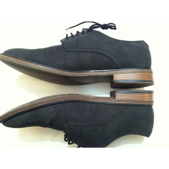 STEVE MADDEN MENS BLACK LEATHER OXFORD DRESS SHOES SIZE: 10