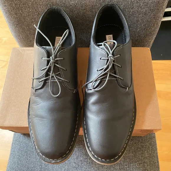 STEVE MADDEN Men's Black Leather Oxford Dress Shoes