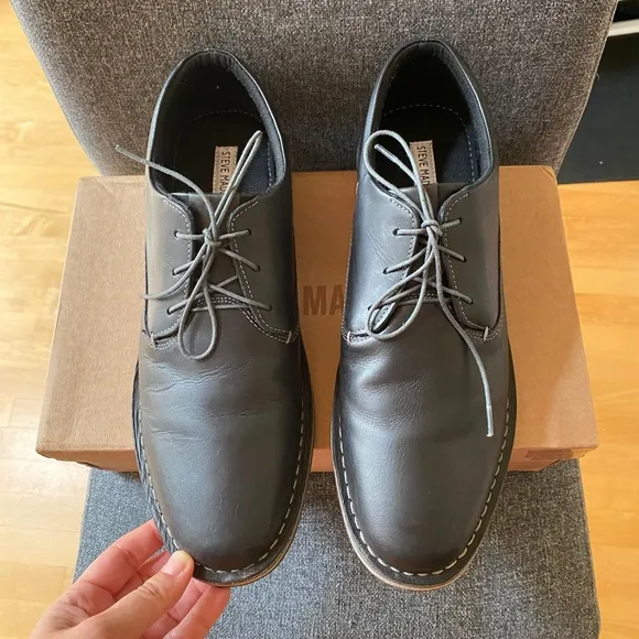 STEVE MADDEN Men's Black Leather Oxford Dress Shoes