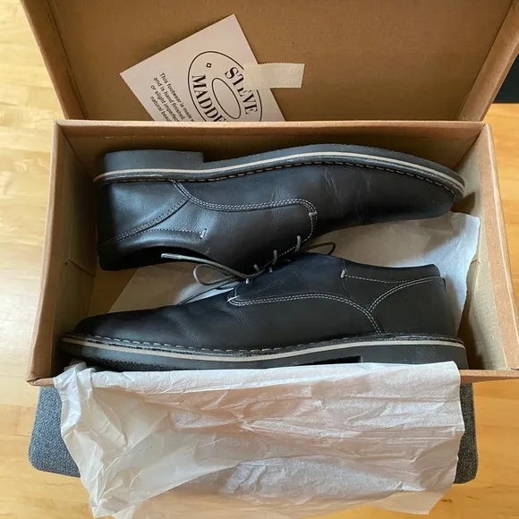STEVE MADDEN Men's Black Leather Oxford Dress Shoes