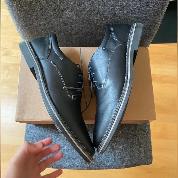 STEVE MADDEN Men's Black Leather Oxford Dress Shoes