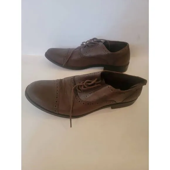 Steve Madden Men's Brown Leather M Frontt Lace Up Oxford Shoes Size 8.5