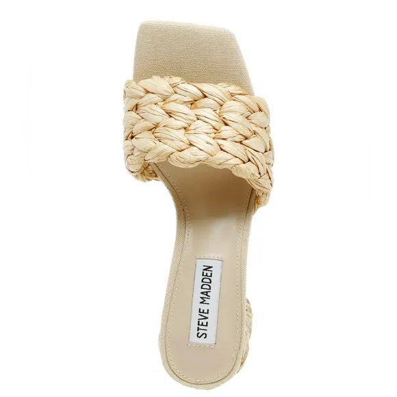 Steve MaddenWomen's Laveda Raffia Block-HeelSandals Size 9.5M Color Natural