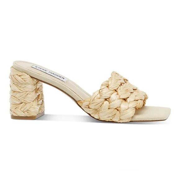 Steve MaddenWomen's Laveda Raffia Block-HeelSandals Size 9.5M Color Natural