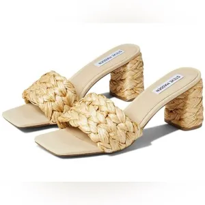 Steve MaddenWomen's Laveda Raffia Block-HeelSandals Size 9.5M Color Natural