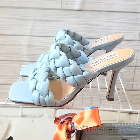 STEVE MADDEN KENLEY BRAIDED BLUE SHOES HEELS SANDALS