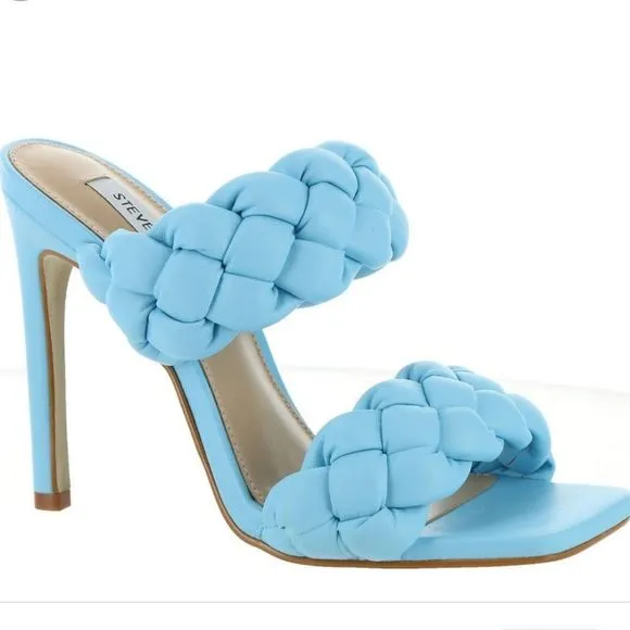 STEVE MADDEN KENLEY BRAIDED BLUE SHOES HEELS SANDALS