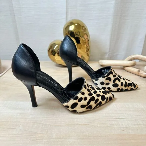 Steven‎ VADAH Leopard Print Hair Calf Pointed Toe Stiletto Heels Size 6M