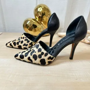 Steven‎ VADAH Leopard Print Hair Calf Pointed Toe Stiletto Heels Size 6M