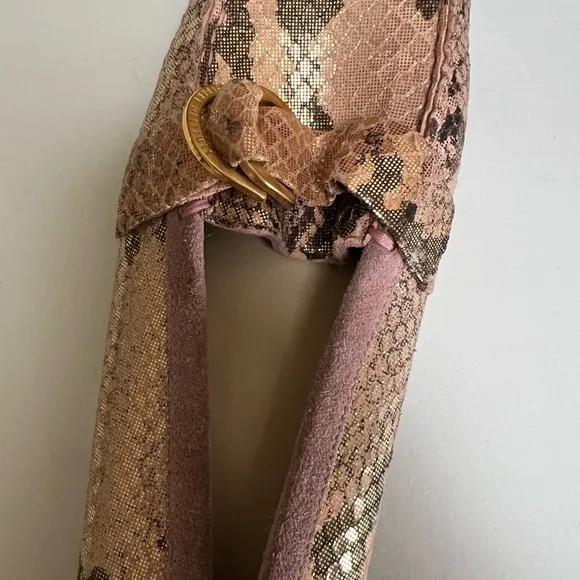 Stewart Weitzman Elegant Gold Snake Print Women's Loafers size 10