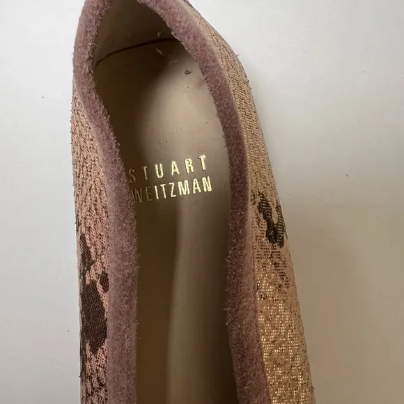 Stewart Weitzman Elegant Gold Snake Print Women's Loafers size 10