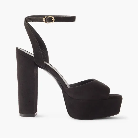 Stuart Weitzman 10 Ryder Black Suede Platform Sandals