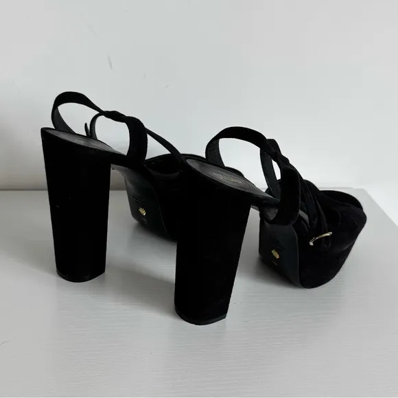 Stuart Weitzman 10 Ryder Black Suede Platform Sandals