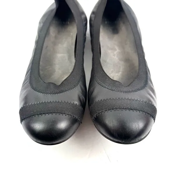 Stuart Weitzman Ballet Flats 9 Black Leather Slip On Shoes Womens Made In Spain