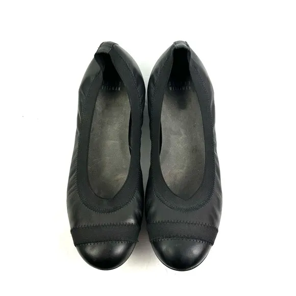 Stuart Weitzman Ballet Flats 9 Black Leather Slip On Shoes Womens Made In Spain
