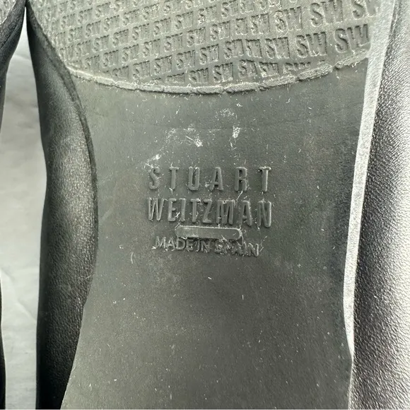 Stuart Weitzman Ballet Flats 9 Black Leather Slip On Shoes Womens Made In Spain