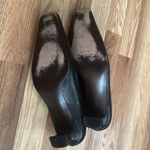 Stuart Weitzman, black leather heel shoes size 10