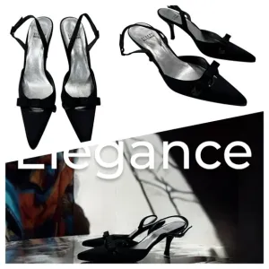 STUART WEITZMAN BLACK SATIN EVENING DRESS BOW SLINGBACK shoes size 8 N