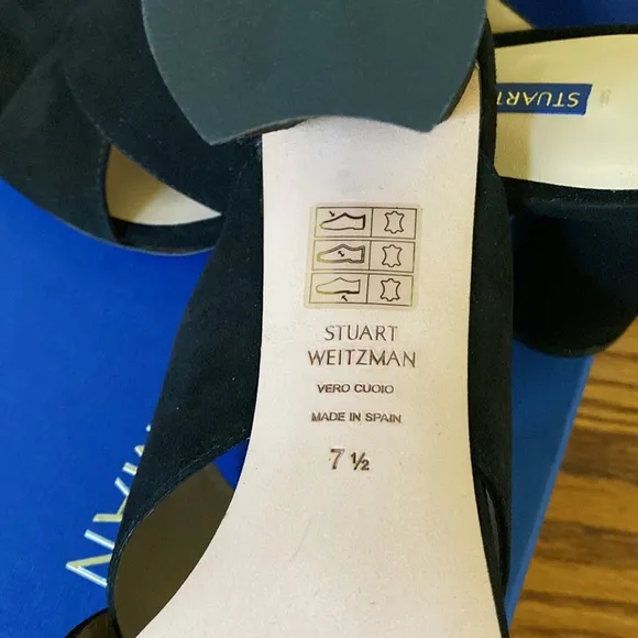 Stuart Weitzman black suede block heel sandals. 7.5 NWT box, bag