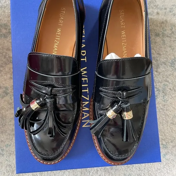 Stuart Weitzman Black Tassel Loafers for Men