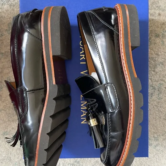 Stuart Weitzman Black Tassel Loafers for Men