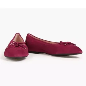 STUART WEITZMAN Gabby Bow Detailed Suede Flats In Berry Sz 6 New without tags
