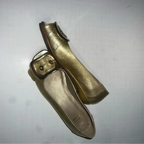 STUART WEITZMAN gold mini wedge open toed shoes 5.5