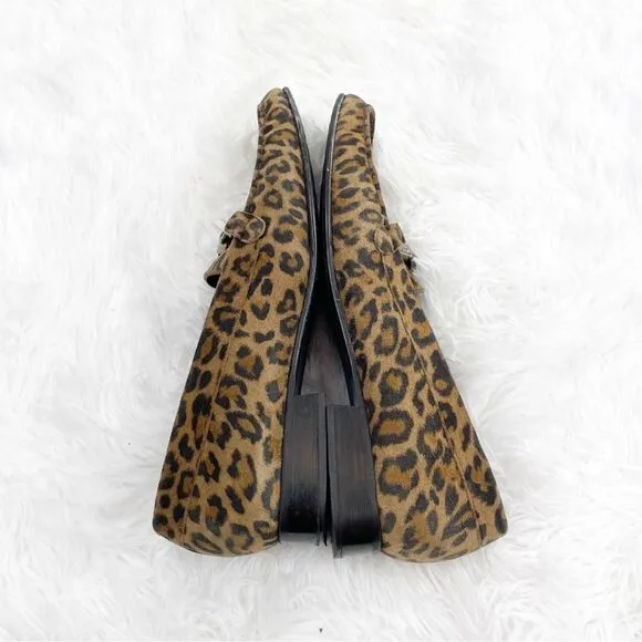 Stuart Weitzman Jeweled Leopard Print Suede Loafers