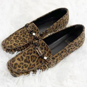 Stuart Weitzman Jeweled Leopard Print Suede Loafers