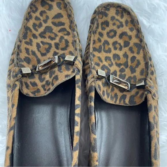 Stuart Weitzman Jeweled Leopard Print Suede Loafers