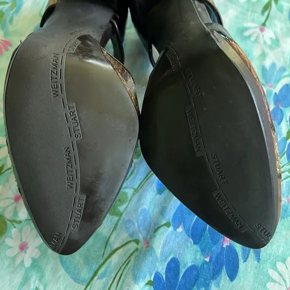 Stuart Weitzman Mixed Leather Tuxedo Lace Up Heels - 8 M (?)
