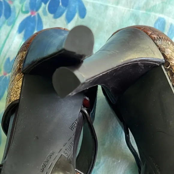 Stuart Weitzman Mixed Leather Tuxedo Lace Up Heels - 8 M (?)