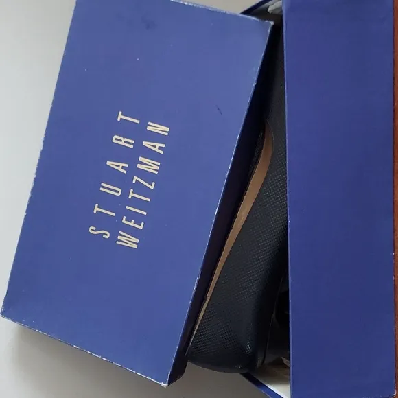 Stuart Weitzman Ossarah Chex Calf Heels Black Size 10.5 AA Can Fit 10 A