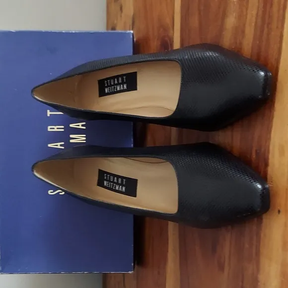 Stuart Weitzman Ossarah Chex Calf Heels Black Size 10.5 AA Can Fit 10 A