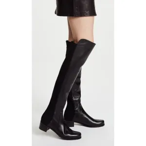Stuart Weitzman Reserve 5050 Boots Over The Knee Black Stretch Leather Size 6.5