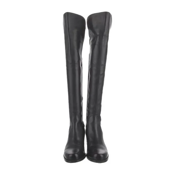 Stuart Weitzman Reserve 5050 Boots Over The Knee Black Stretch Leather Size 6.5